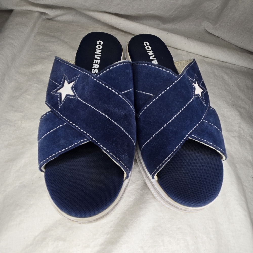 Converse All Star Vintage Blue And White Suede Wedge Sandals Ladies US Size 6